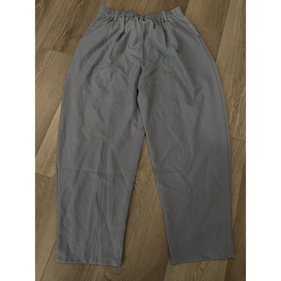 Halara Barrel Leg Work Pants Casual Pleated Pull On Weathervane Gray M - Picture 5 of 7